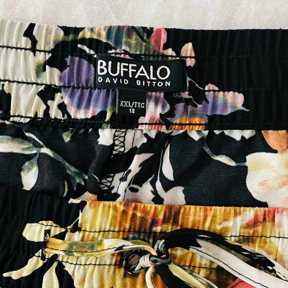 Buffalo David Bitton Womens Black Drawstring Waist Floral Jogger Pants Size XXL - Picture 3 of 10